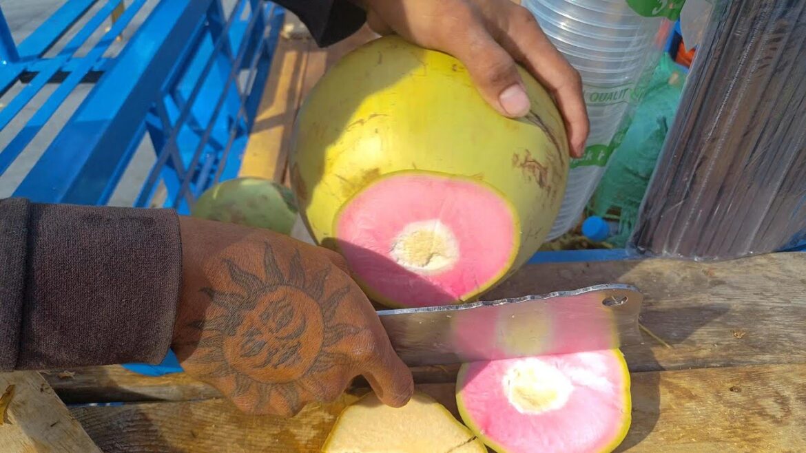 Pink Coconut - Wow! Amazing pink coconut cutting | Cambodian Street Food