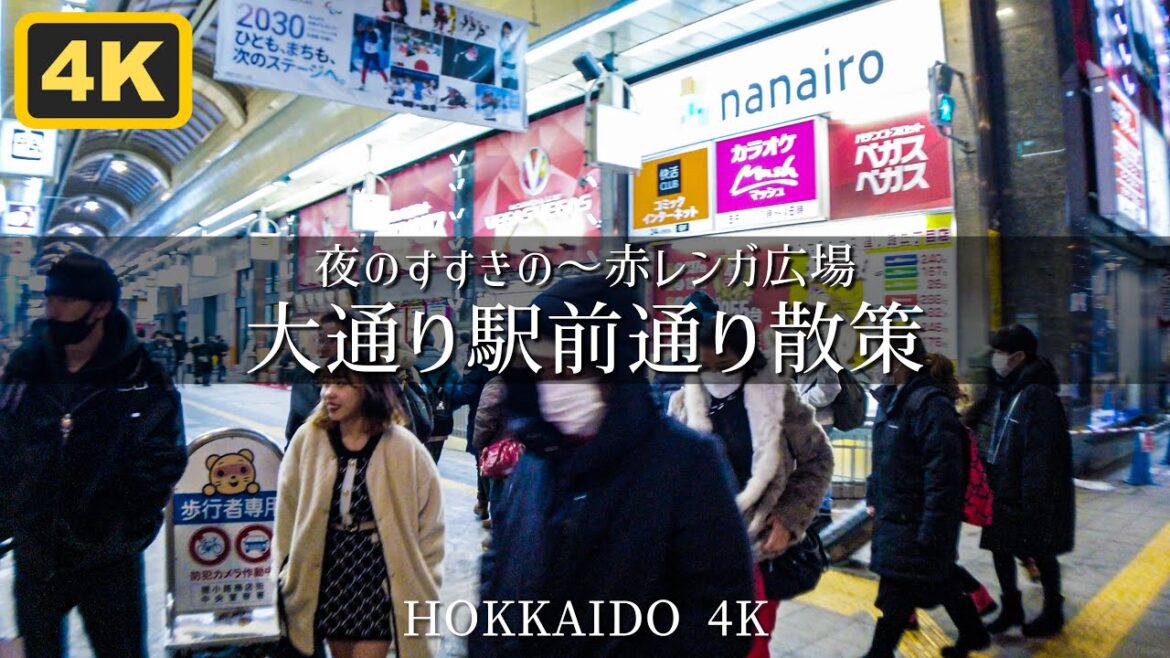 4K SAPPORO WALK 夜のススキノから赤れんが広場を散策
