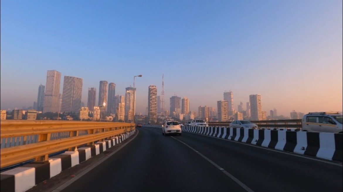 Mumbai Skyline 2023 | Breathtaking Winter Sunset Drive - 4K