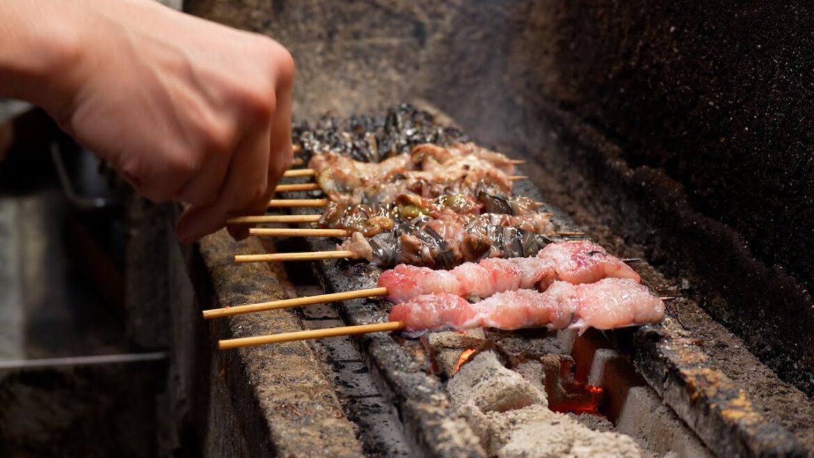Retro Eel Skewer in a Retro Restaurant Tokyo. From Head to Fillet to Tail Long Ver. #food #japan