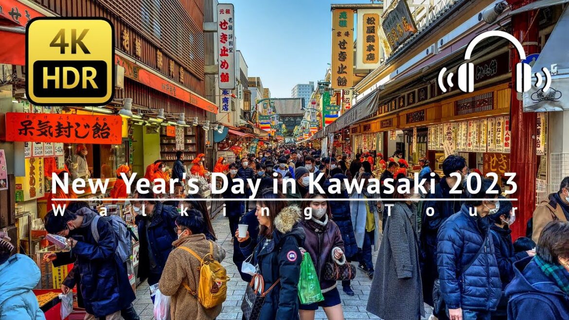 New Year's Day in Kawasaki 2023 Walking Tour - Kanagawa Japan [4K/HDR/Binaural]