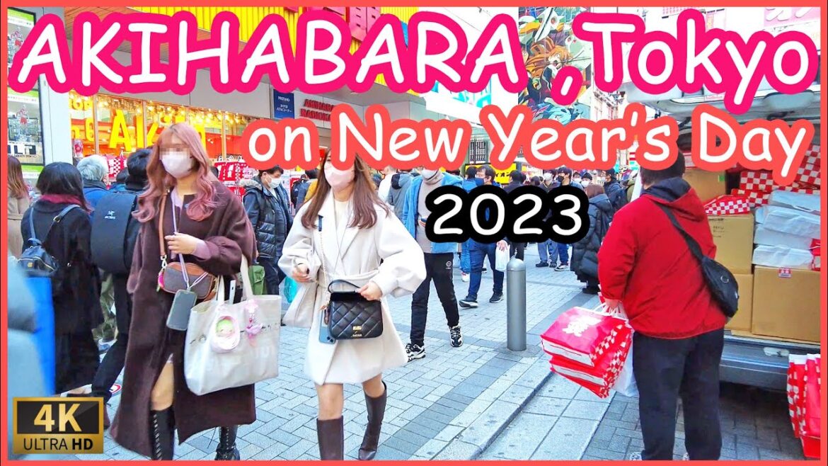 walk in Akihabara on New Year's Day 2023 - Tokyo walk 4K,Japan