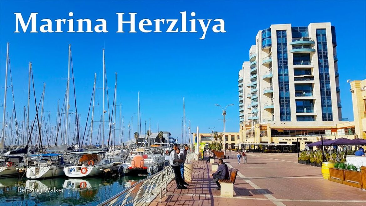 Walking in Port Marina Herzliya, Israel