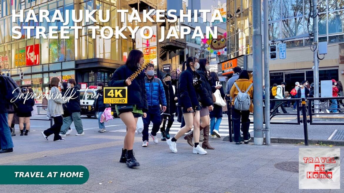 4k hdr japan street view |  Winter in the intersection of Harajuku Takeshita Street tokyo japan