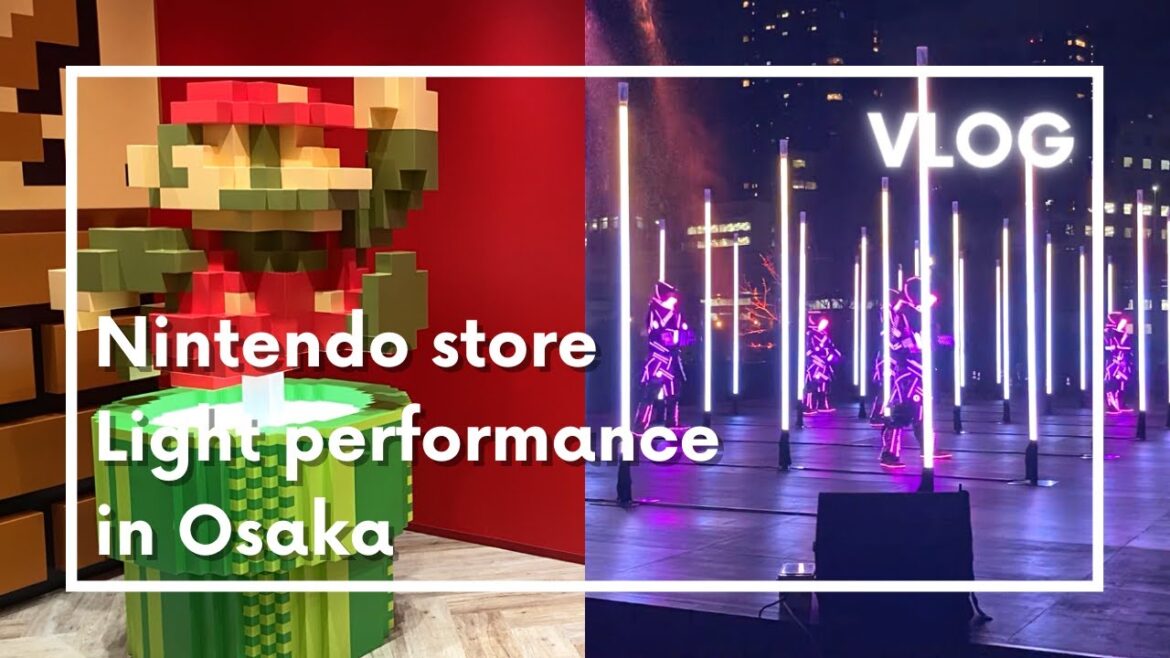 Osaka Nintendo store & Light performance, travel vlog day in my life in Japan Osaka Nintendo store & Light performance, travel vlog day in my life in Japan