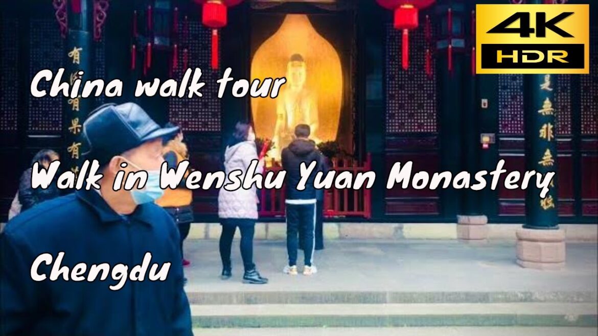 [4K]China walk tour | Walk in Wenshu Yuan Monastery Chengdu