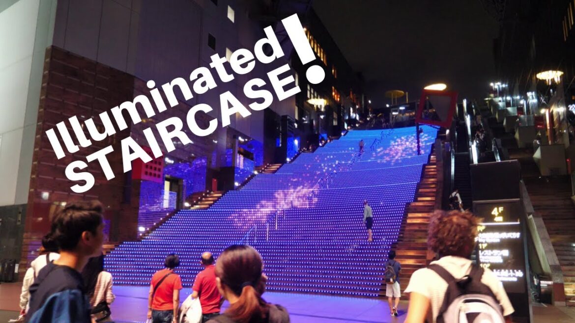 15,000 Colorful LED Lights Illuminate This Staircase in Kyoto Station