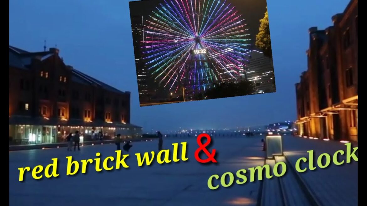 RED BRICK WALL  building/ COSMO CLOCK /giant ferris wheel