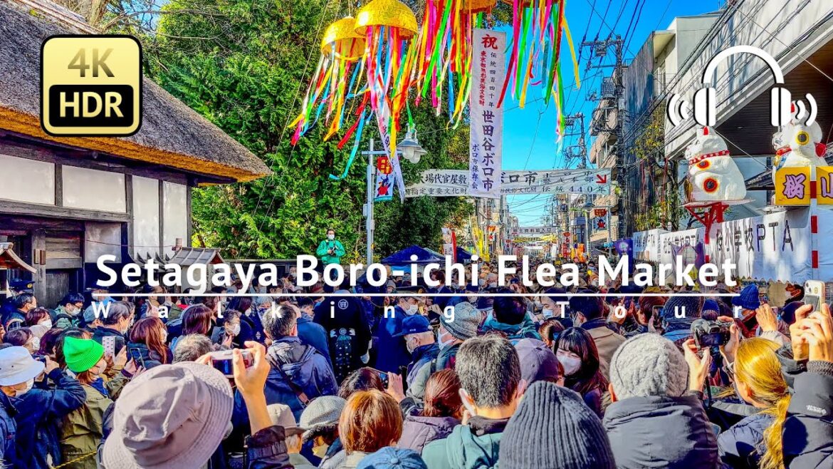 Setagaya Boro-ichi Flea Market Walking Tour - Tokyo Japan [4K/HDR/Binaural]
