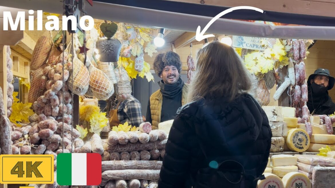 Milan walking tour - December 2021 4k - Christmas markets - with captions !