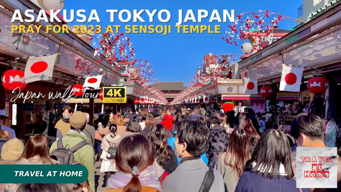 4k hdr japan walk | New year Walk in Asakusa Tokyo Japan | Pray for 2023 at Sensoji Temple