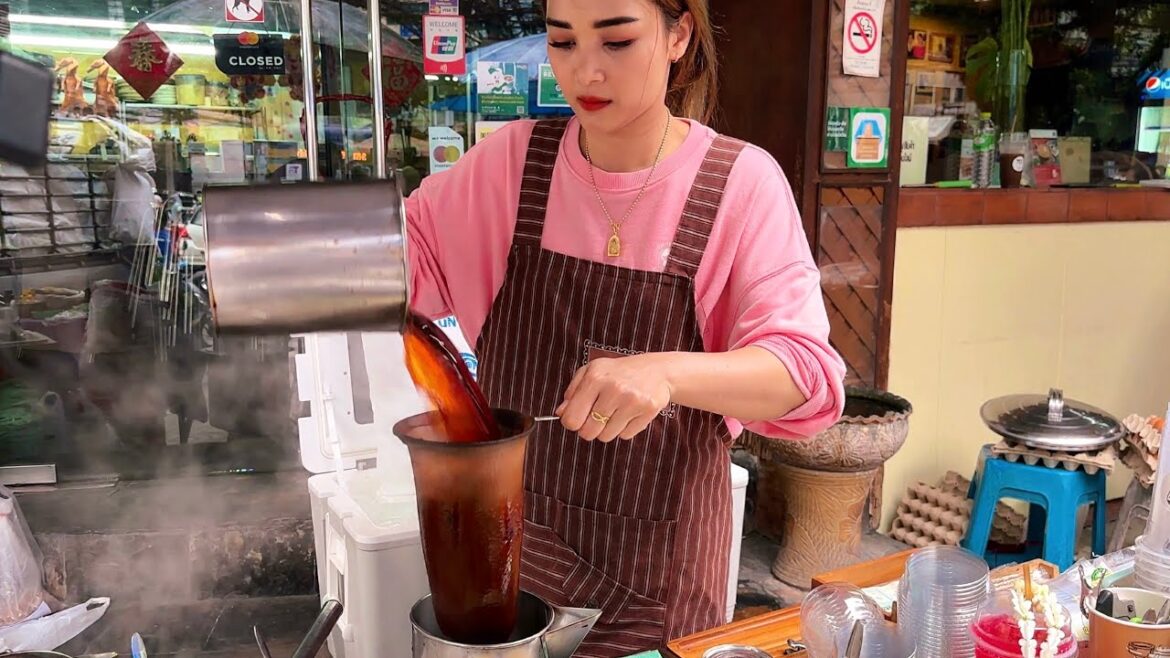 Hard Working Girl! The Most Beautiful Coffee Lady In Bangkok - Thailand Street Food