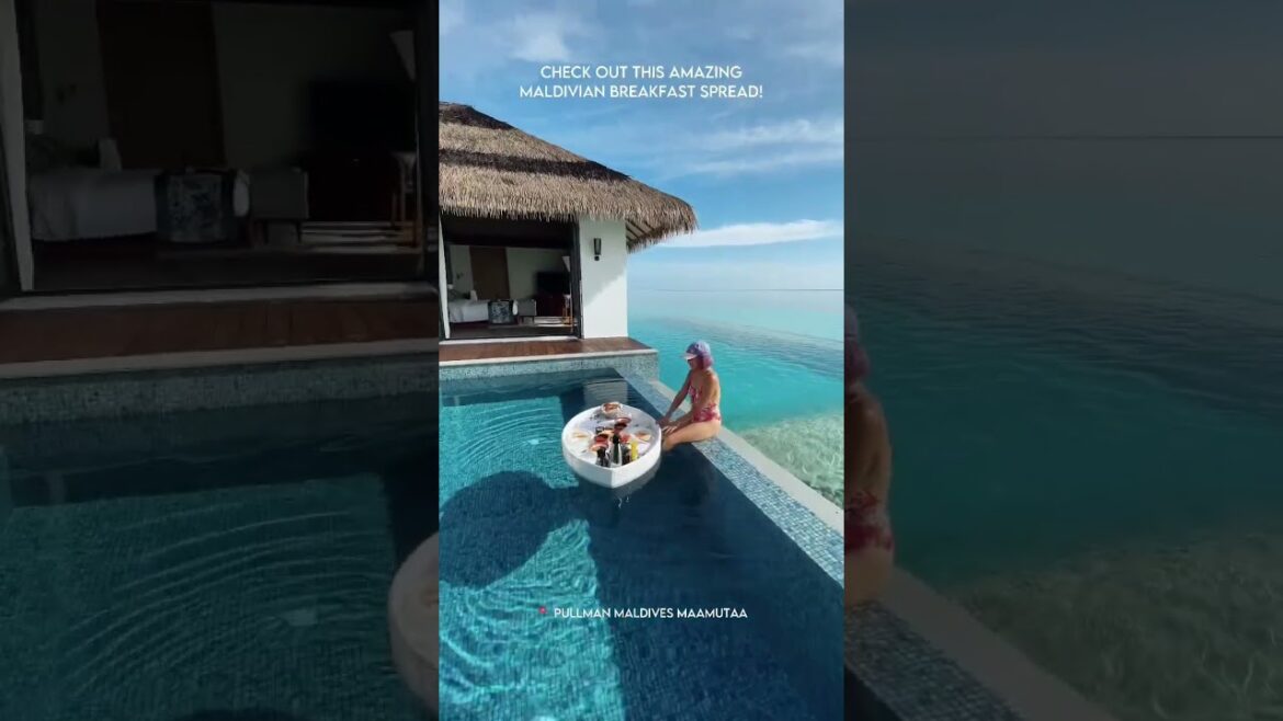 Floating breakfast in Pullman Maldives Maamutaa, Maldives #shorts