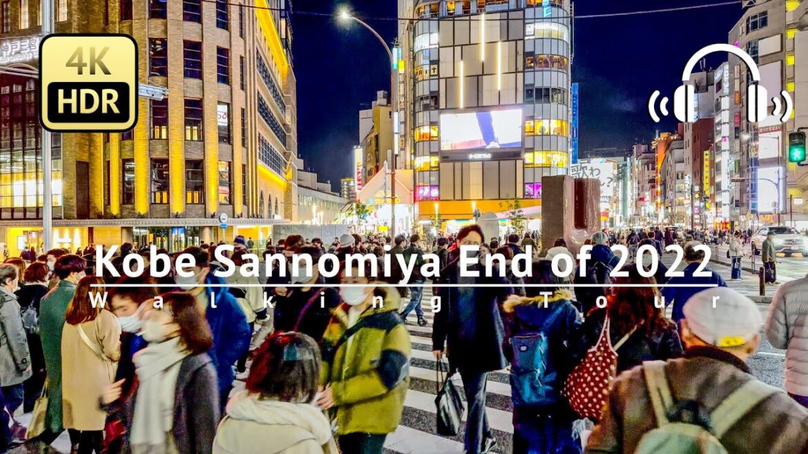 Kobe Sannomiya End of Year 2022 Walking Tour - Hyogo Japan [4K/HDR/Binaural]