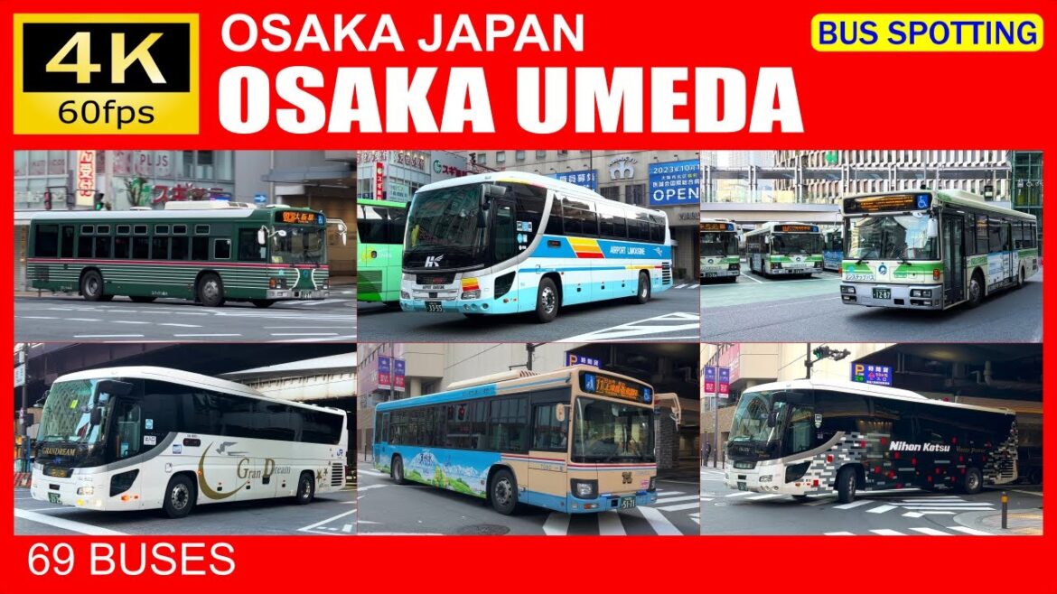 【Bus Spotting】Japan: Osaka Station, Osaka（バス 走行動画 大阪駅）[4K]