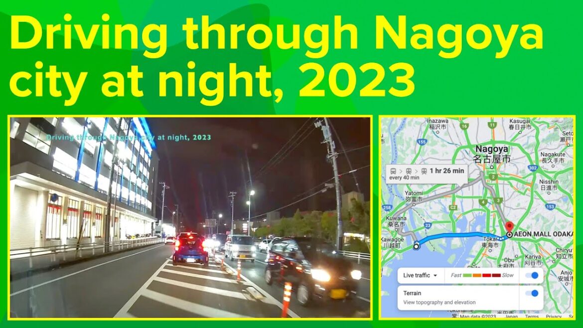 Driving through Nagoya city at night, 2023