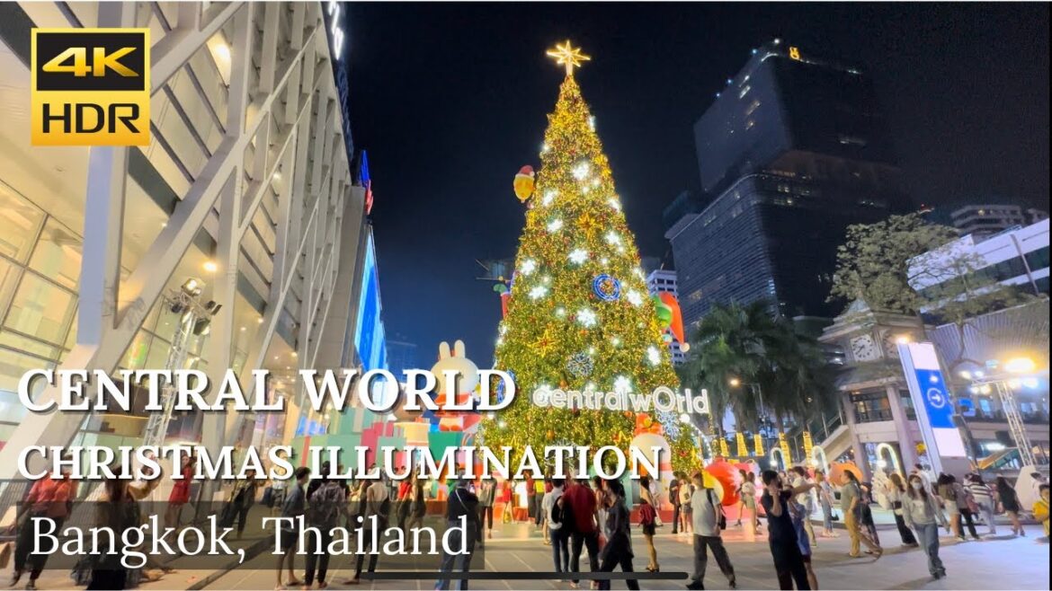 BANGKOK - Central World Christmas Illumination 2022  [Walking Tour 4K HDR]
