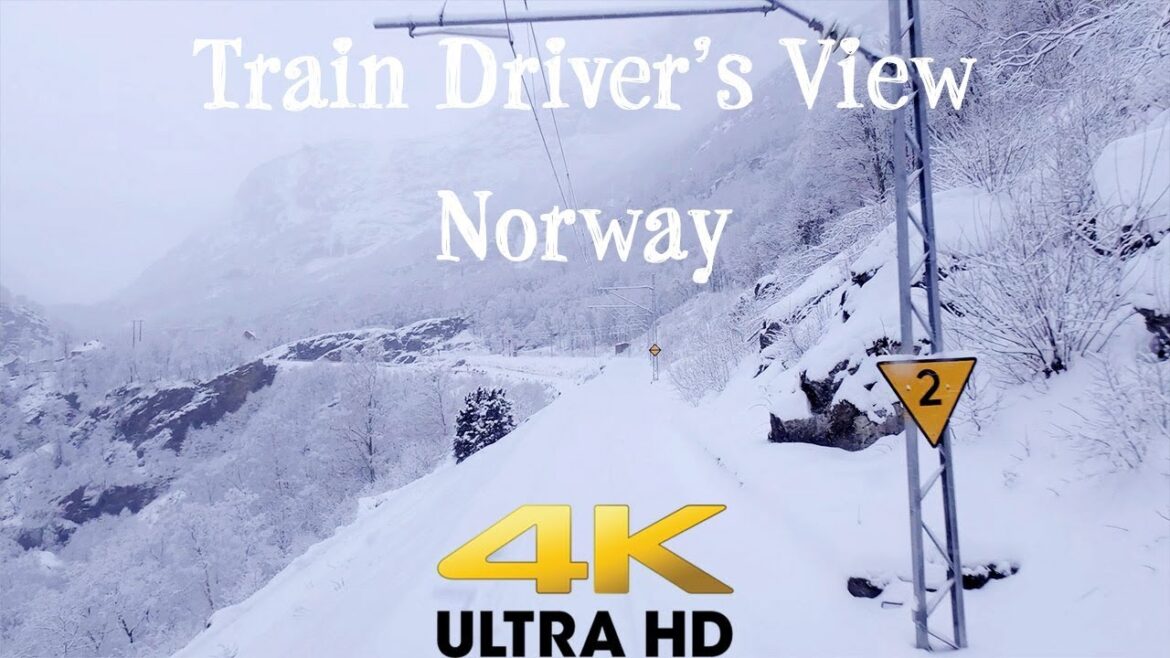 TRAIN DRIVER'S VIEW: Nice winter day on the Flåm Line in 4K UltraHD