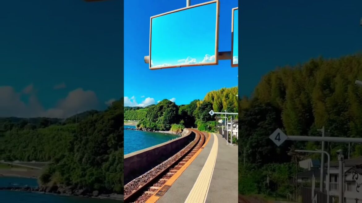 Beautiful seaside train station    #日本 #travel #japan #seaside #anime #shorts #জাপান #metrorail #jr