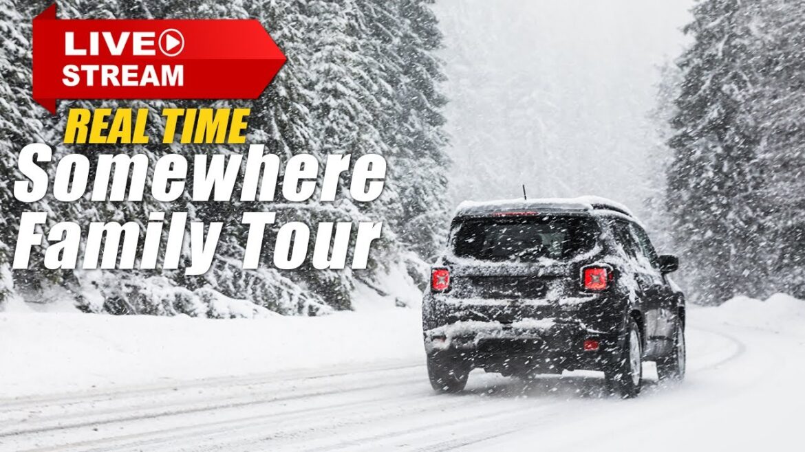 Driving through the city in a massive snowfall - Family travel real time live part 1