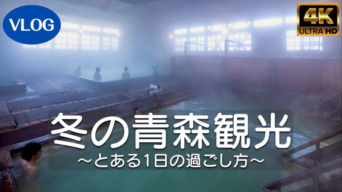 【VLOG】冬の青森 とある日の1日観光 のっけ丼の朝食～酸ヶ湯温泉～谷地温泉～青森夕景ドローン空撮～津軽三味線ライブ でかなりの満足感！