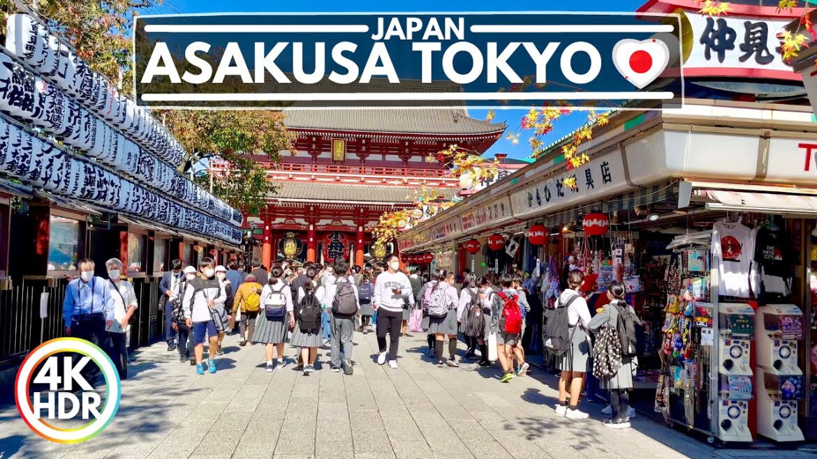 Central Tokyo Walk in Autumn 2022, Asakusa 4K HDR | Relaxing Japan Ambience Sounds