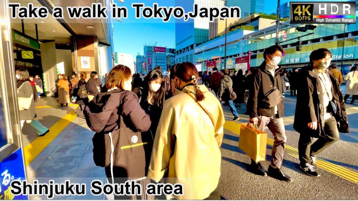 4K 60fps HDR// Take a walk in Tokyo, Japan, Shinjuku South Exit Area→East Exit Area→West Exit area