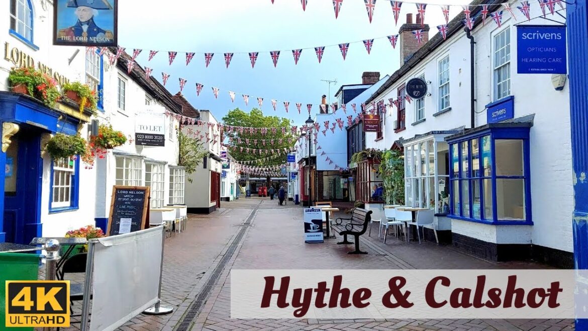 England : [4K] Walk | Hythe Towncentre & Calshot Sea Beach | England
