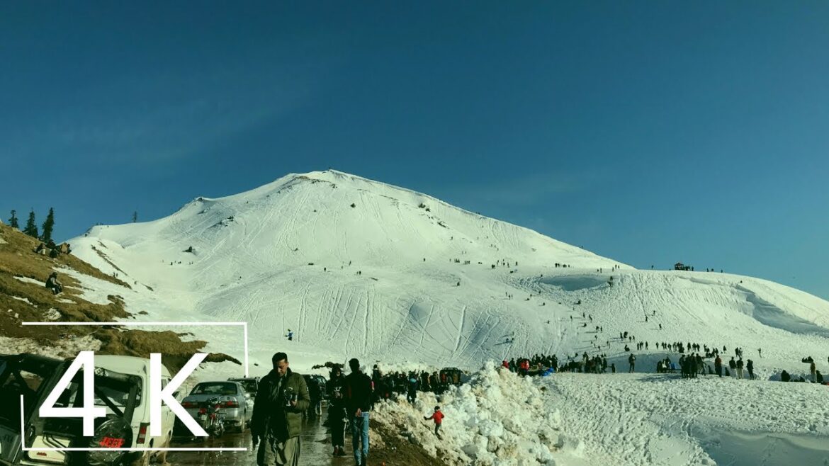 [4K] Pakistan Walking tour - Ganga Choti Snow Walk - Winter Festival 2022 Virtual Walk at Kashmir