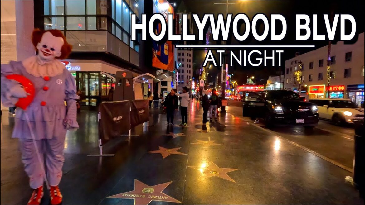 Hollywood Boulevard Night Walking Tour | 5K 60 | City Sounds