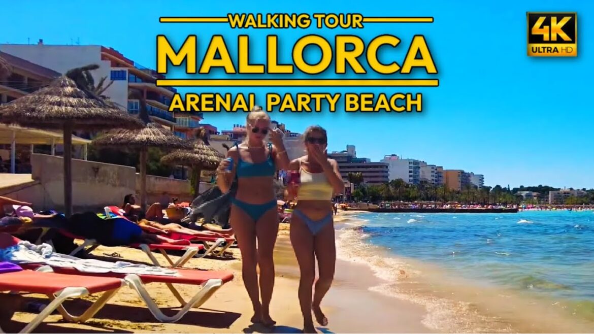 Experience the best of El Arenal and Palma:A walking tour of the beach and party scene Spain 4k60FPS