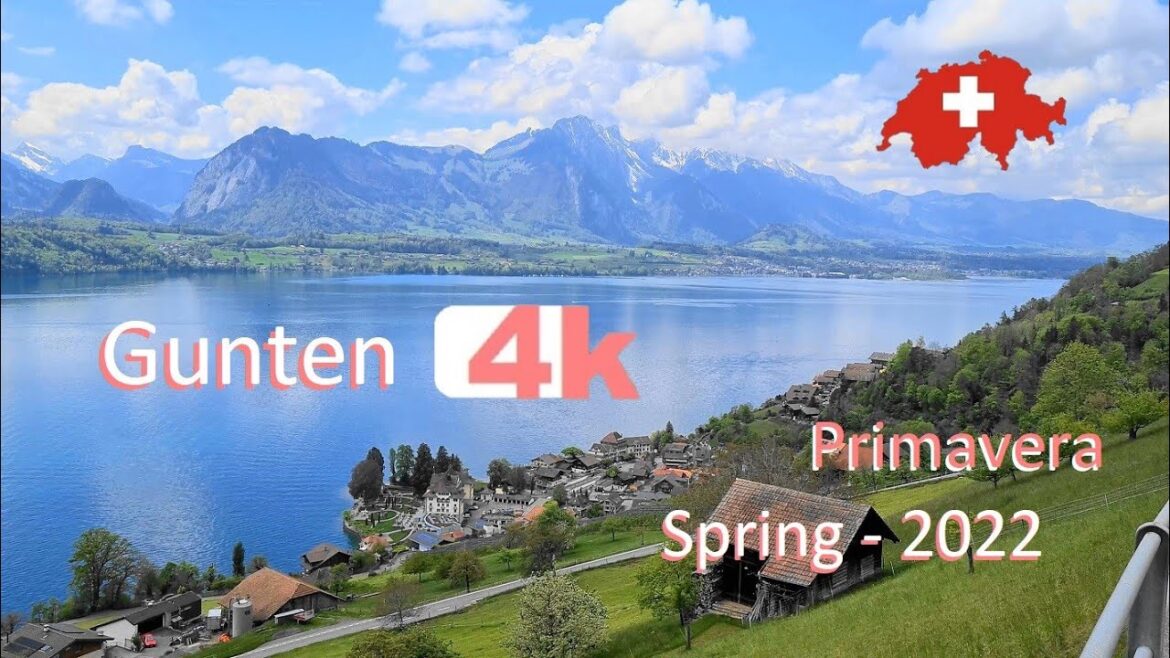 SWITZERLAND - GUNTEN - PART 2 - INTERLAKEN in Spring -Walking Tour beautiful villages - SUIZA - 4k