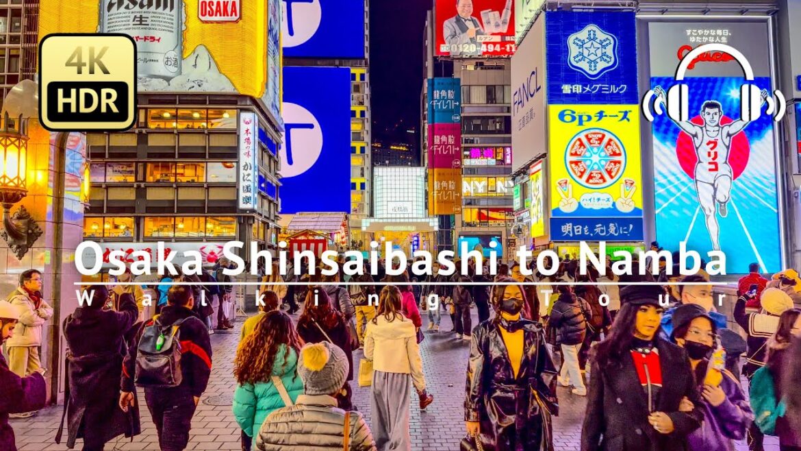 Osaka Shinsaibashi to Namba Walking Tour - Osaka Japan [4K/HDR/Binaural]