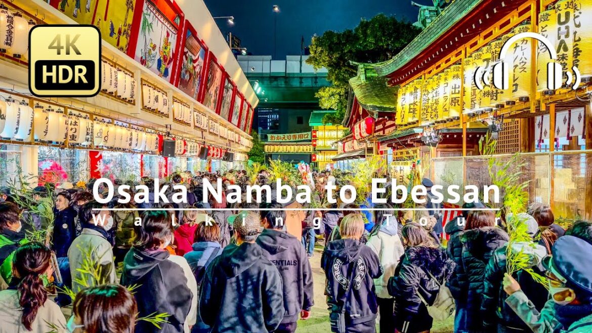 Osaka Namba to Ebessan Walking Tour - Osaka Japan [4K/HDR/Binaural]