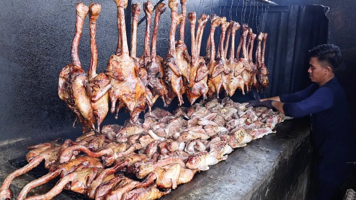 Hanging Ducks! Amazing Grilled Smoked Duck Skills - Malaysian Street Food