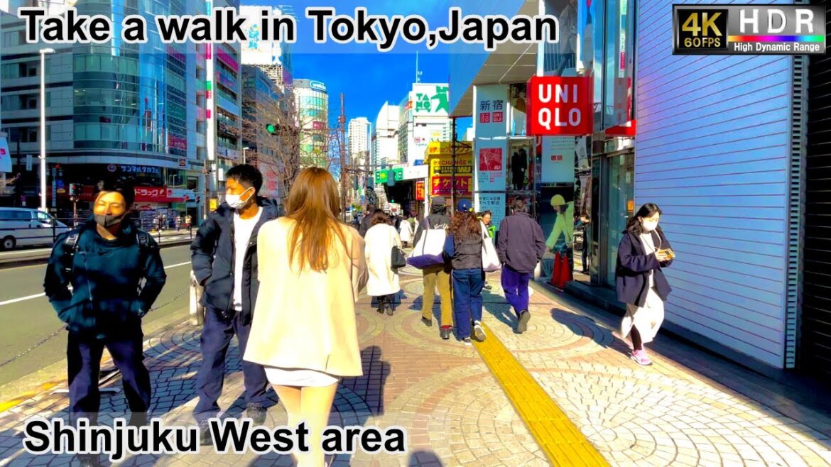 4K 60fps HDR// Take a walk in Tokyo, Japan, Shinjuku Chuo Street→Shinjuku South area→West area