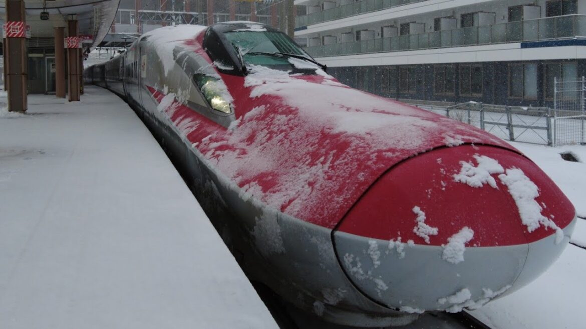 Riding the Japanese Fastest Bullet Train in a Big Freezing day