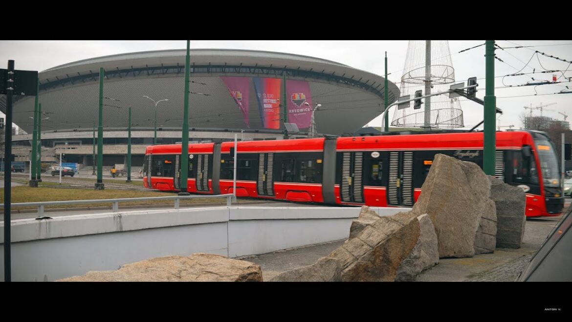 Poland, Katowice, tram 16 ride from Rondo to św. Jana