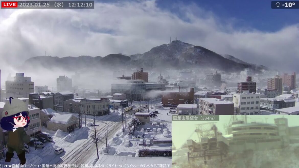 北海道 函館 暴風に舞う粉雪（昼） 2023/01/25