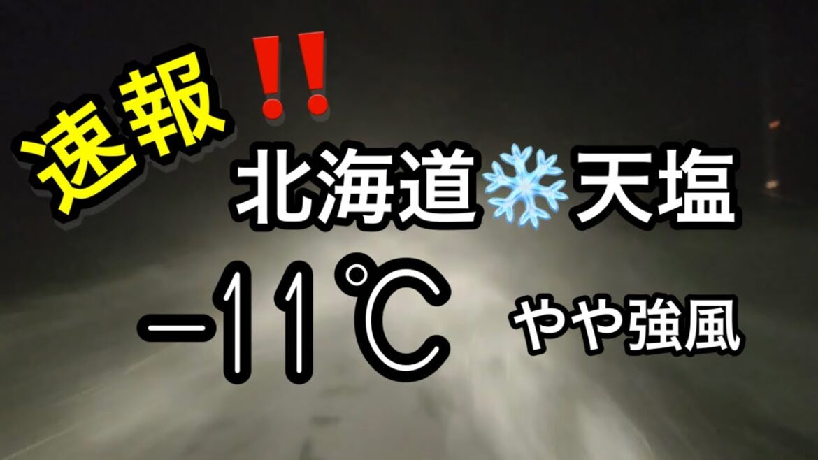速報‼️北海道❄️天塩 -11℃ やや強風　Hokkaido ❄️Teshio -11℃ Slightly strong wind⛄️