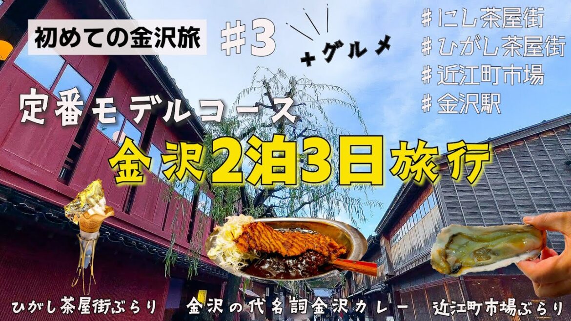 【初めての金沢旅♯３】食べ歩きをひがし茶屋街と近江町市場でしてきました！絶対行くべきオススメ観光地とグルメの動画です　ひがし茶屋街/にし茶屋街/近江町市場/金沢駅/金沢カレー/笹寿し