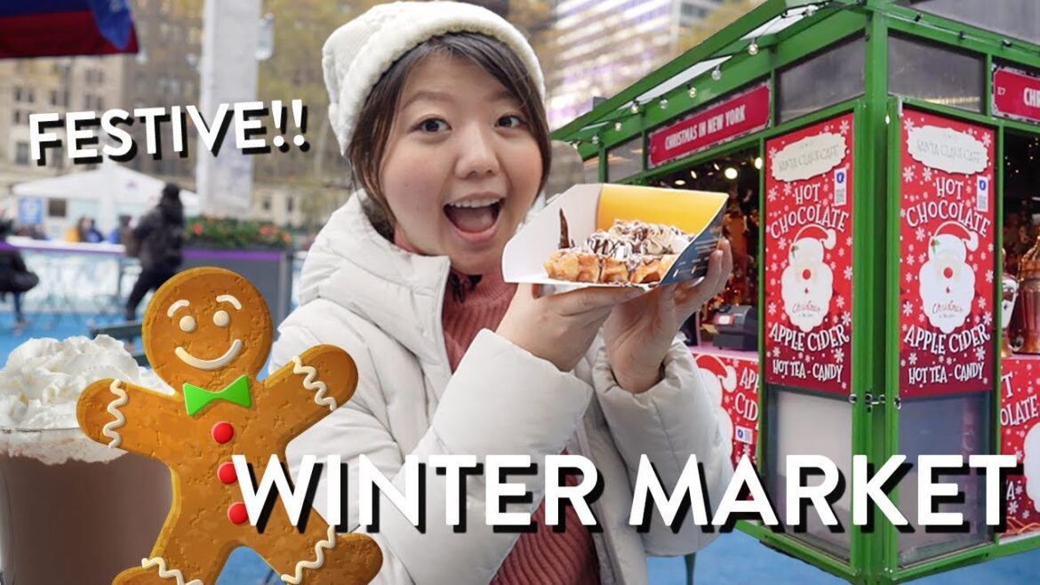 New York WINTER MARKET Food Tour 🎄☕️! Bryant Park