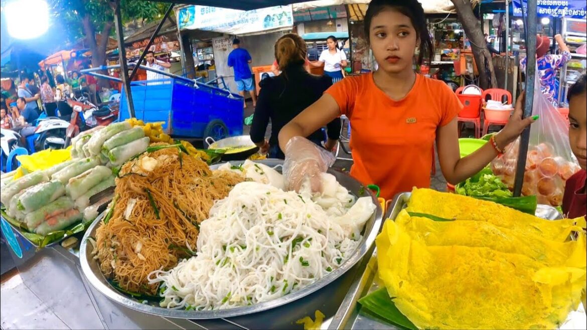 Wonderful Popular Cambodian Street Food – Delicious Yellow Pancakes, Noodles & Spring Rolls Wonderful Popular Cambodian Street Food - Delicious Yellow Pancakes, Noodles & Spring Rolls