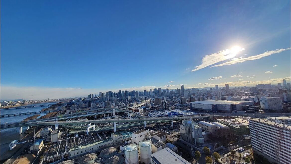 【 LIVE1440p   】大阪の景色  天気　晴　2023/1/25　 ライブカメラ配信 ＠osaka japan　#キタ　#淀川河川敷　#梅田のビル群　#寒波