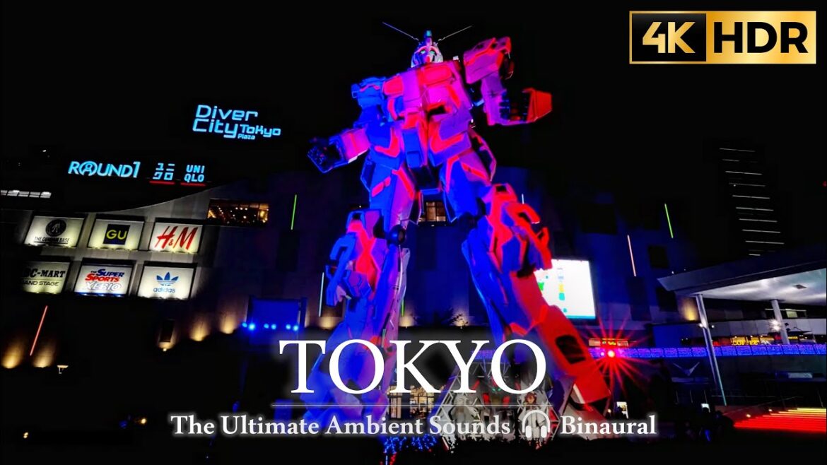 Tokyo Winter Lights GUNDAM 👾 walking tour in Odaiba //4K HDR