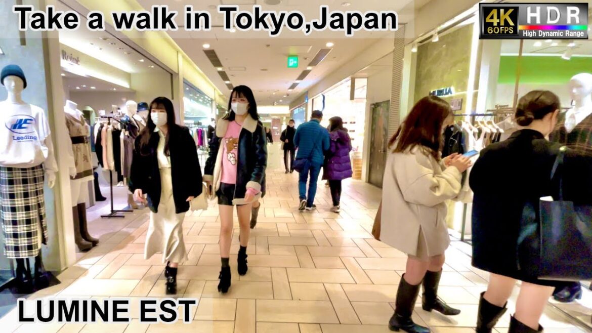 4K 60fps HDR// Take a walk in Tokyo, Japan, Shinjuku Dori Avenue→LUMINE EST→Shinjuku Station area