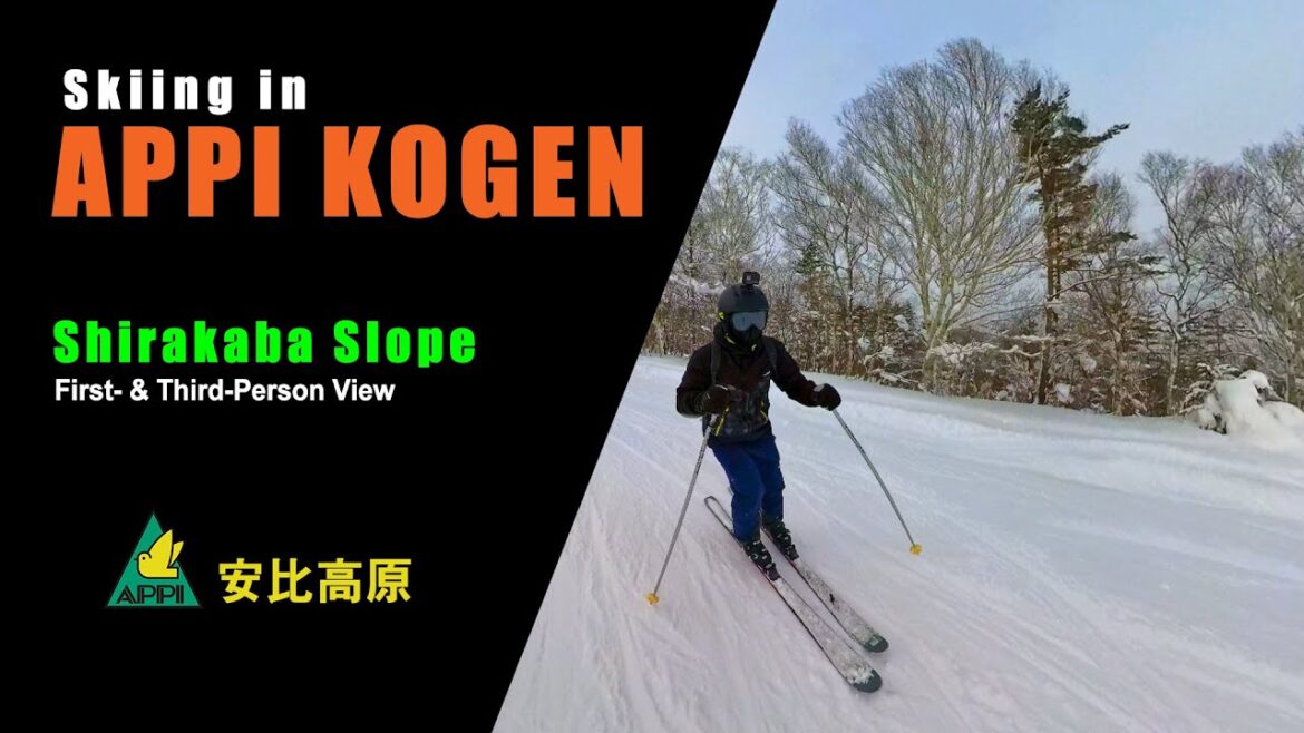 Skiing in Appi Kogen - Shirakaba Slope (first- & third-person view)