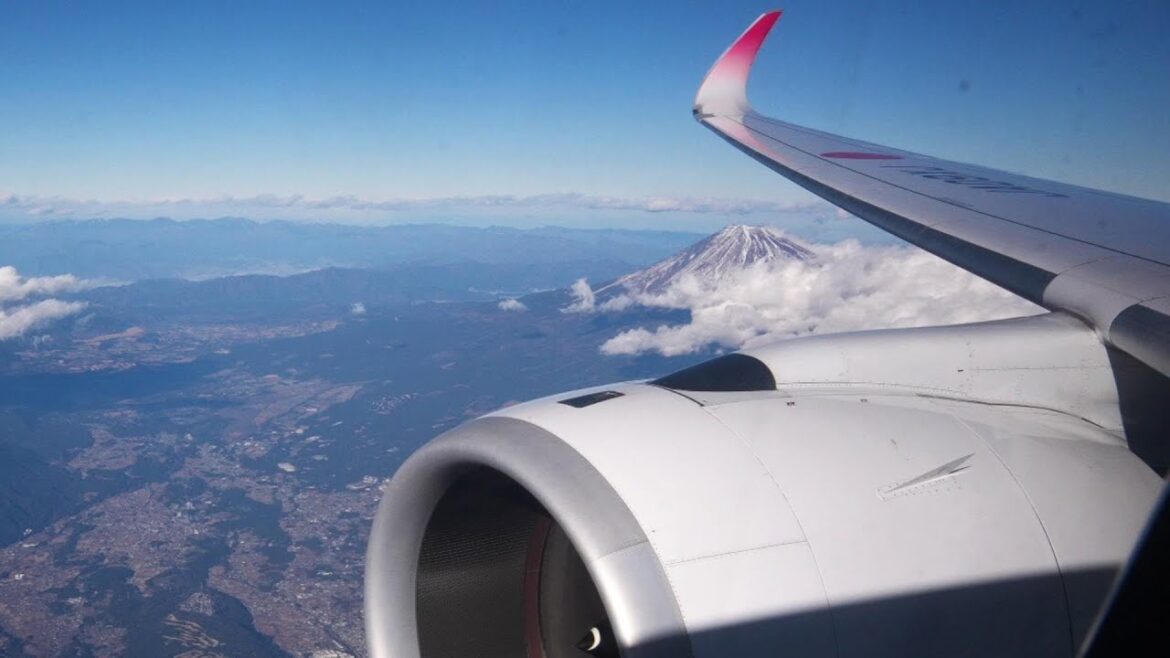 Mount Fuji Japan Scenic Flight from Tokyo Haneda Airport to Osaka Itami JAL A350