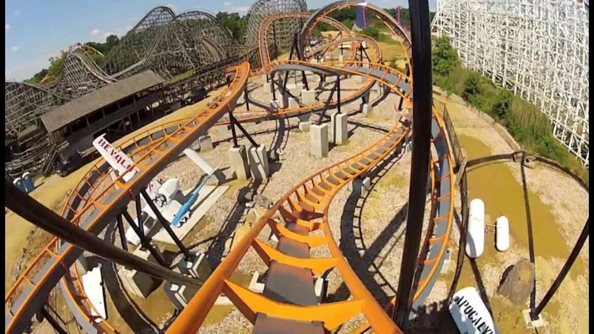 Apocalypse Roller Coaster POV Front Seat Six Flags America 2012 B&M Stand Up