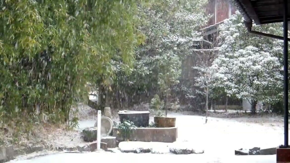 Snowing at the Old Japanese Farm House